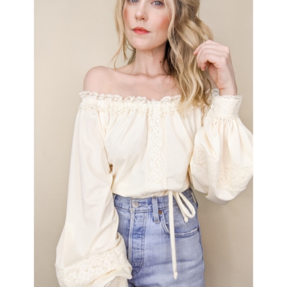 70s Handmade Vintage Lace Blouse - Picture 1 of 10